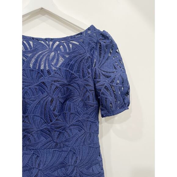 Kay Unger Portia Tea Length Dress in Midnight Blue - Picture 13 of 16